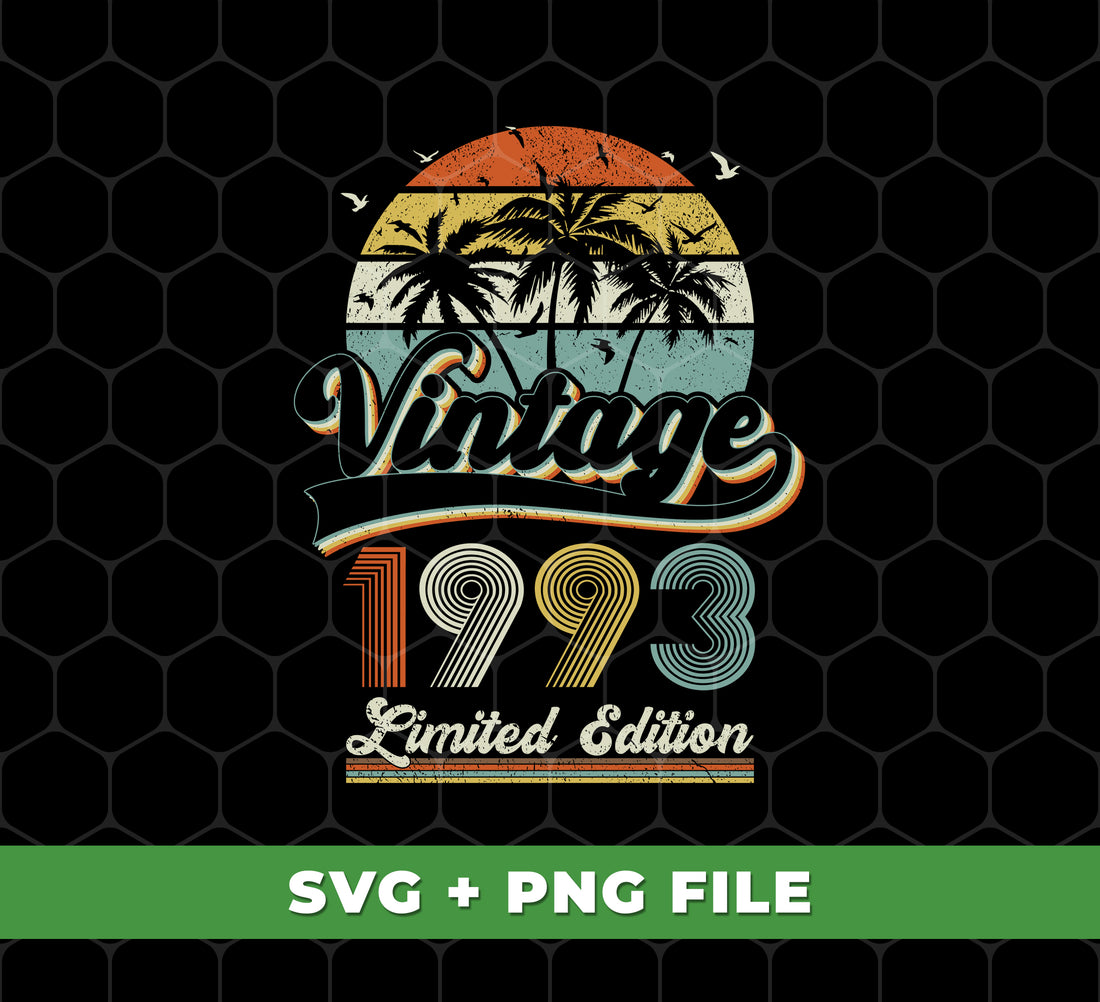Celebrate your special moment with this limited edition Vintage 1993, Birthday 1993, Retro Birthday, Digital Files, and Png Sublimation package. Perfect for special occasions, these high-quality digital designs are sure to deliver an unforgettable experience.