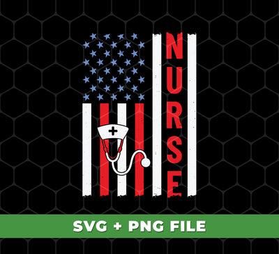 Show your Nurse pride with this collection of digital files. Featuring America Flag, Nurse Lover, America Nurse, and My Nurse designs in Png Sublimation, these files will help you create a one-of-a-kind project.