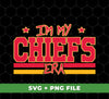 This In My Chiefs Era KC Football digital file is a great way to commemorate Kansas City's great legacy and team superstar Travis Kelce. Featuring high-definition PNG sublimation, this digital file will be a valuable addition to any fan's collection.