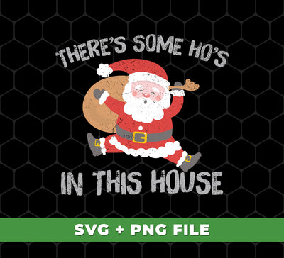 Spread Christmas cheer with this digital download! It includes 5 high-resolution PNG files featuring vibrant images of There's Some Ho's In This House, Cute Santa, and Merry Christmas. Perfect for your next sublimation project!