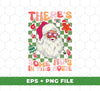 This product contains 5 digital design files for Christmas projects, including festive images such as Santa Claus, There's Some Ho's In This House, and Groovy Christmas. The files are in a .png format for easy sublimation printing.