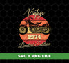 This 1974 Birthday Vintage Style Motorbike is a limited edition digital file, perfect for sublimation printing. It features a timeless design with artwork in the .png file format so you can quickly work with it. Get the classic classic look for your projects today!