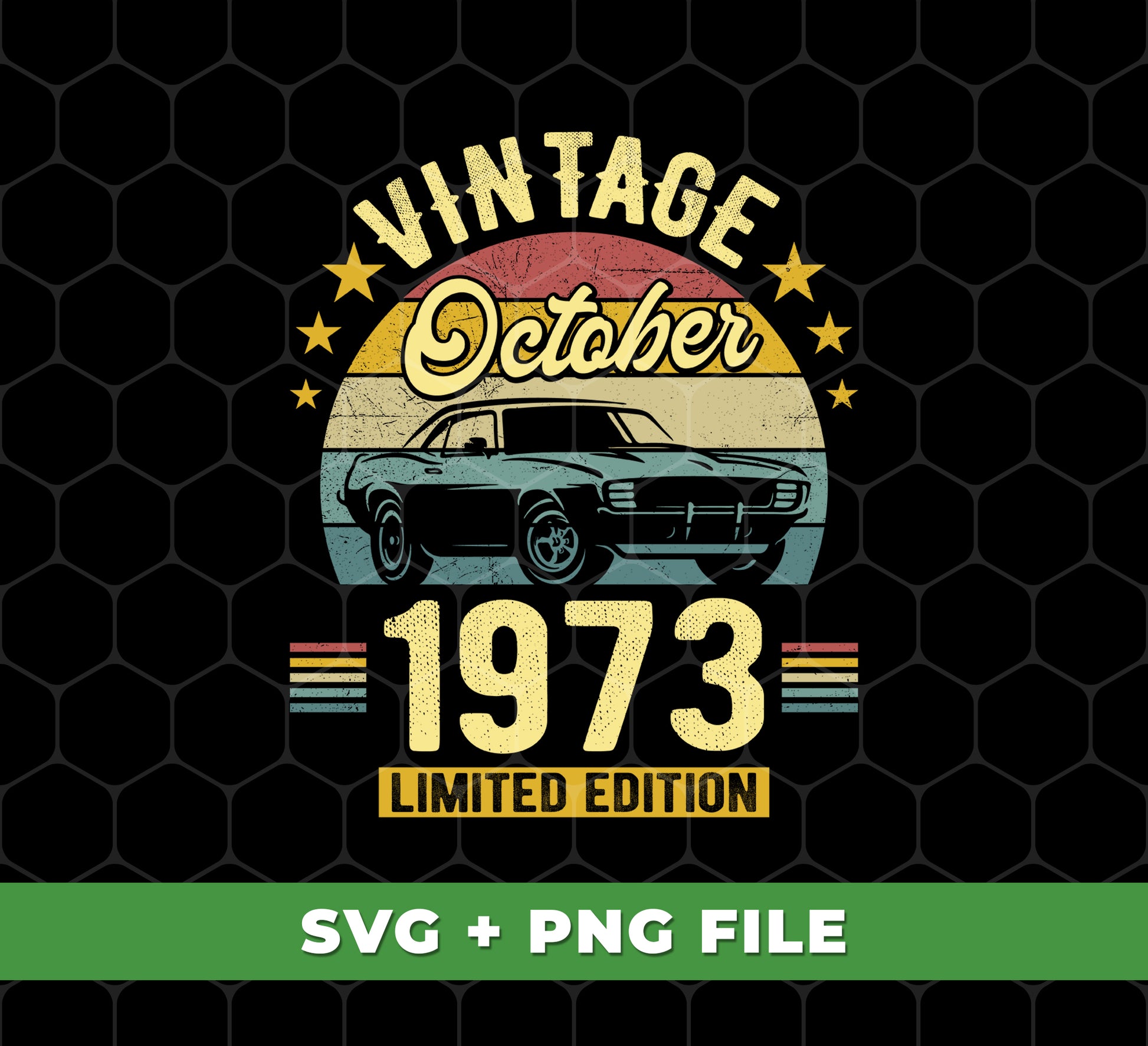 Celebrate special occasions with this exclusive 1973 Limited Edition birthday gift! This package includes six digital files in PNG sublimation, featuring a 1973 Best Gift, October 1973 Birthday Gift, and Retro 1973 designs. Perfect for a special event or surprise!