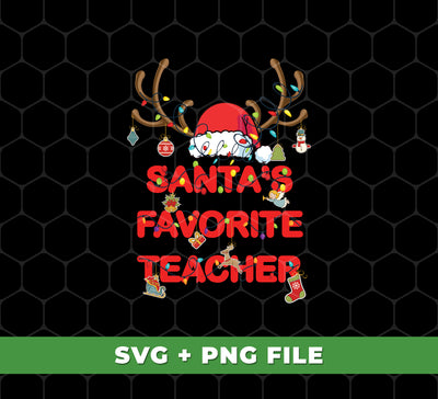 Santa Favorite Teacher, Santa Teacher, Funny Santa, Deer Santa, and other digital files in Png Sublimation are perfect for customizing your holiday gifts. Make sure your presents stand out from the rest!