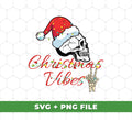 This Christmas Vibes Skull In Christmas digital file is perfect for sublimation with its skull wearing a Christmas hat design. It features a digital file in .png format, making it easy to transfer to clothing or other materials.