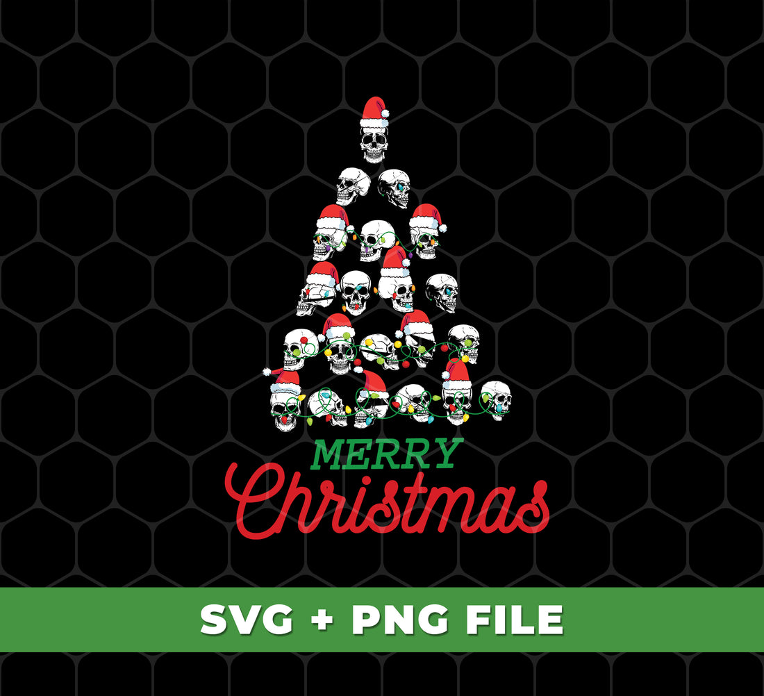 This digital file is perfect for creating unique horror-themed Christmas decorations. It includes a skull tree, Christmas tree, and Merry Christmas text—all in a png sublimation format. Create something truly special this holiday season with this digital file.