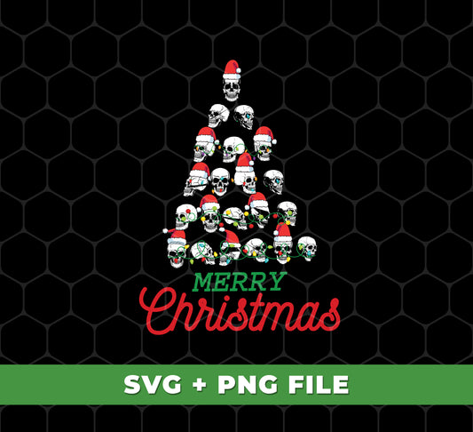 This digital file is perfect for creating unique horror-themed Christmas decorations. It includes a skull tree, Christmas tree, and Merry Christmas text—all in a png sublimation format. Create something truly special this holiday season with this digital file.