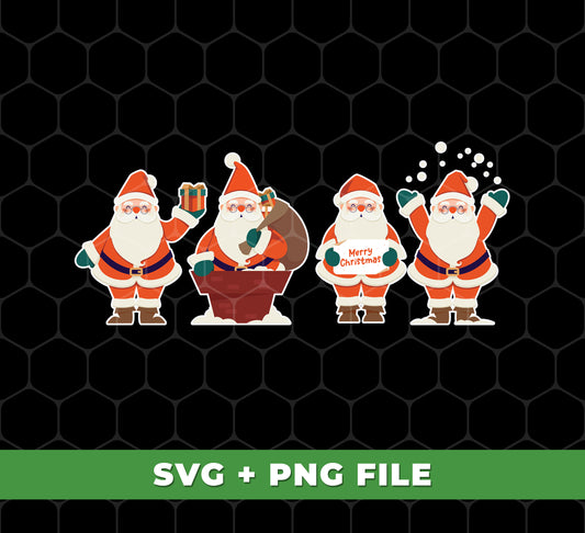 Get ready for the holiday season with these trendy and funny Santa Claus digital files! Perfect for creating unique and merry Christmas products. Includes 4 different Santa Claus designs in high-quality PNG format for easy sublimation. Add some humor to your Christmas decorations and gifts with this must-have collection.