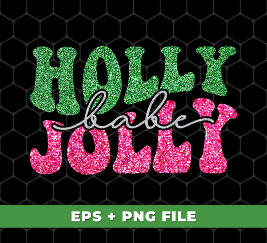 Introducing our Holly Jolly Babe collection - the perfect addition to any holiday crafting! With its trendy, glittery designs and digital file format, you can easily add some festive cheer to any project. Spread some Merry Christmas joy with Holly Jolly Babe, Holly Jolly, Glitter Holly Jolly, and Trendy Christmas designs, all available as Png sublimation files. Happy crafting this holiday season!