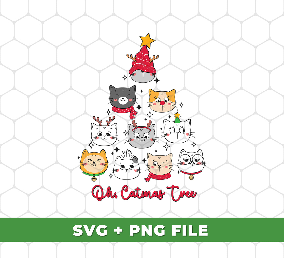 Celebrate Christmas in style with our Catmas Tree design! This Merry Catmas print features a cute cat wearing a trendy Christmas outfit. It's the perfect addition to your holiday decor. Our digital files come in PNG format for easy sublimation printing. Spread the festive cheer with this purrfect design.