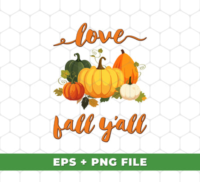 Get ready to embrace the beauty of fall with our Love Fall Y'All Digital File Collection. Featuring charming fall-themed designs such as pumpkins and autumn foliage, these PNG files are perfect for all your sublimation needs. Show your love for the fall season and elevate your crafting game with Love Fall Y'All.