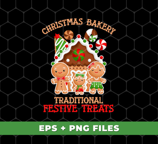 Christmas Bakery, Traditional Festive Treats, Gingerbread Family, Trendy Christmas, Digital Files, Png Sublimation