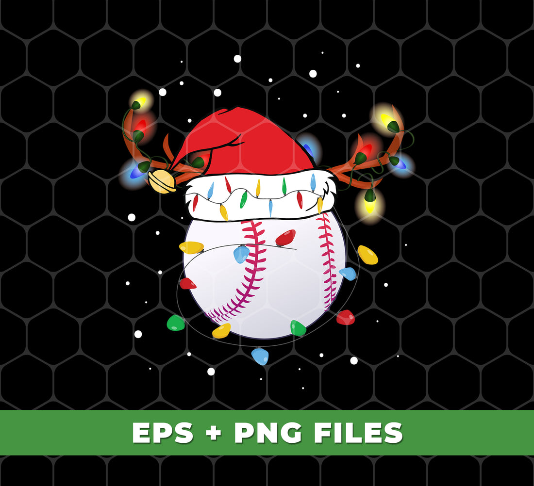 Introducing Baseball Christmas, the must-have design for the holiday season. Featuring a bright light line and festive reindeer Xmas horn, this trendy design is perfect for all your Christmas projects. With digital files and PNG sublimation, you can easily add this design to any product. Get it now and add some holiday cheer to your creations!
