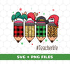 Teacher Life, Set Of Pencil, Christmas Pencil, Pencil Wear Xmas Hat, Trendy Christmas, Digital Files, Png Sublimation