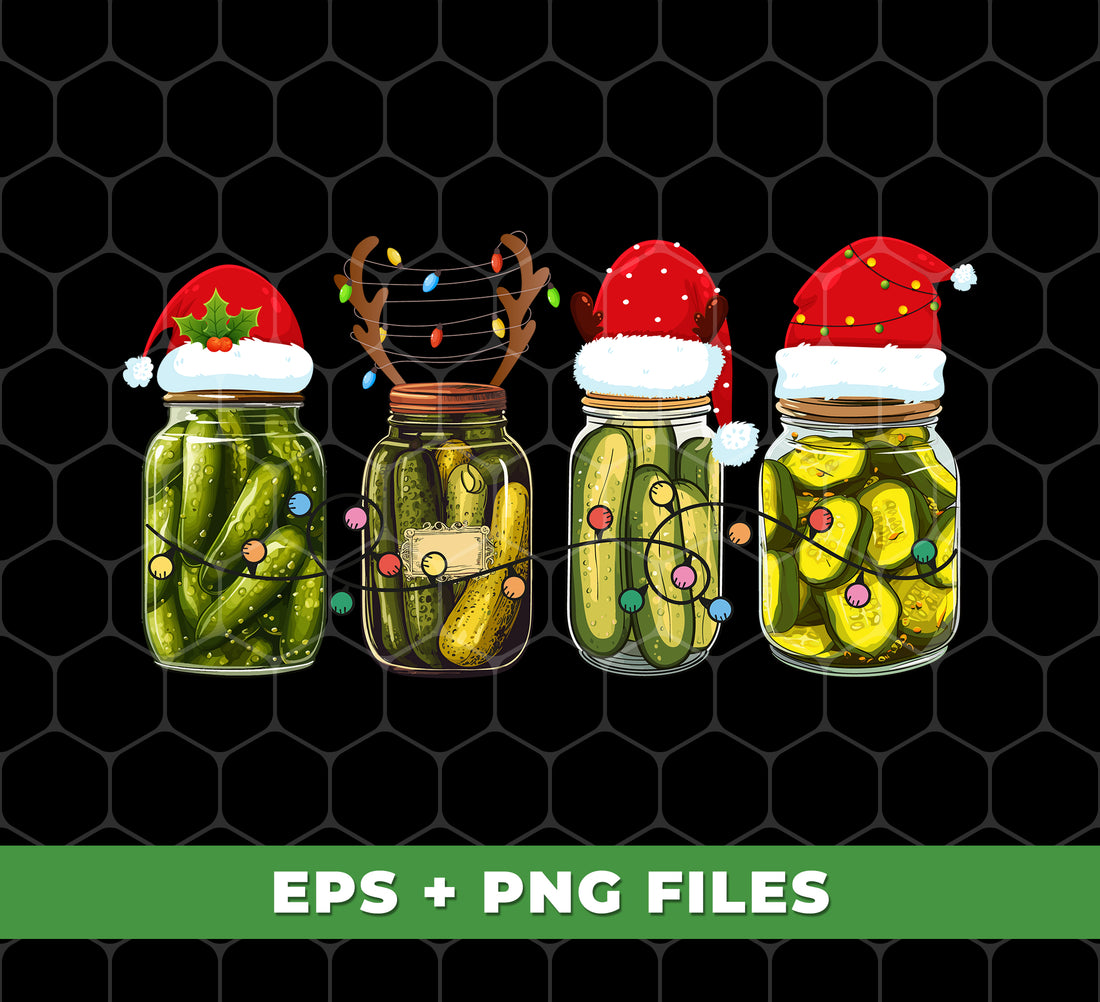 Introduce a tangy and crunchy addition to your meals with our Cucumber Pickles. Made with fresh, high-quality cucumbers and pickling spices, our Pickle Bottles are perfect for snacking, sandwiches, and more. Get into the holiday spirit with our Pickles Christmas design files, available in digital PNG format for all your sublimation needs. Enjoy 100% satisfaction guaranteed.