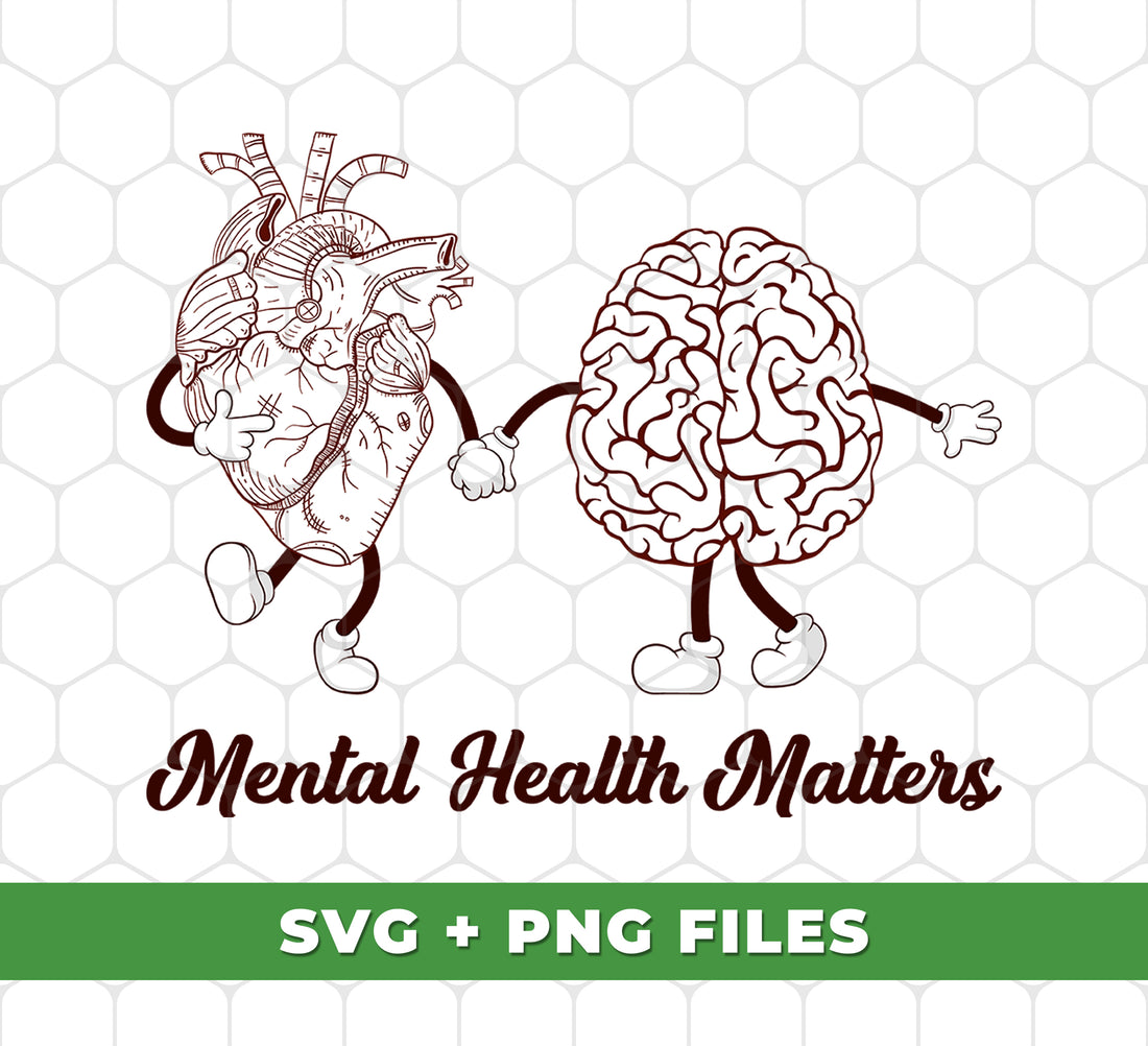 Improve mental health with the Mental Heath Matters, Heart And Brain Are Friends, Digital Files, Png Sublimation bundle. Use the included PNGs for sublimation projects to promote the importance of taking care of both your heart and mind. Save time and spread awareness with these expert-designed files.