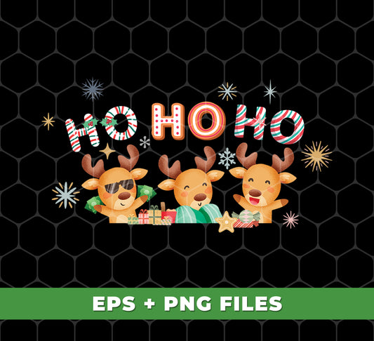 Christmas Reindeer, Ho Ho Ho, Cute Xmas Reindeer, Digital Files, Png Sublimation