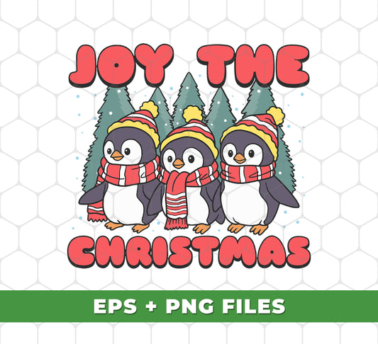 Joy The Christmas, Cute Penguin, Penguin Christmas, Digital Files, Png Sublimation