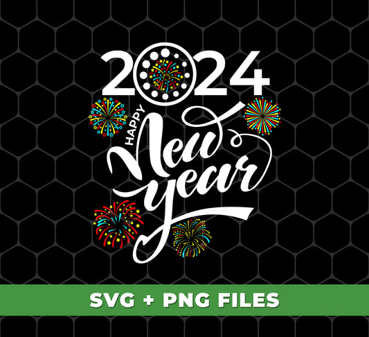 Loading 2024, Happy New Year, New Year 2024, Colorful Fireworks, Digital Files, Png Sublimation