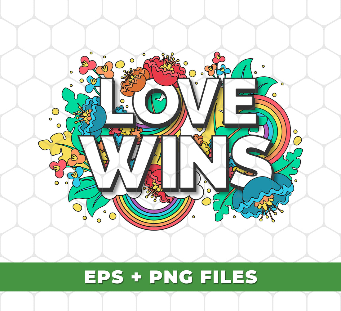 "Add a colorful touch to your designs with Love Wins, Rainbow Love, Flower Love, and Colorful Love digital files. These Png sublimation images will bring joy and positivity to any project. Perfect for spreading love and inclusivity."