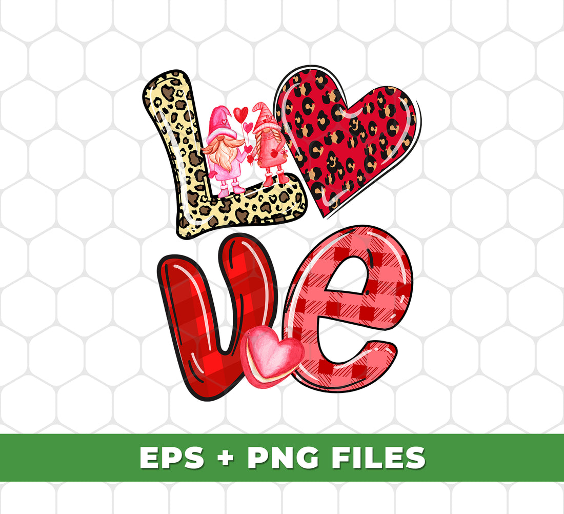Experience the cuteness overload with our Love Gnome sublimation files. These digital prints feature a Valentine pattern with a fun twist of leopard love. Show your love in a unique way and elevate your crafting game with our easy-to-use PNG files. Perfect for Valentine's Day and beyond.