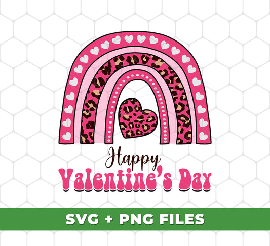 Happy Valentine's Day, Pink Rainbow, Leopard Valentine, Digital Files, Png Sublimation