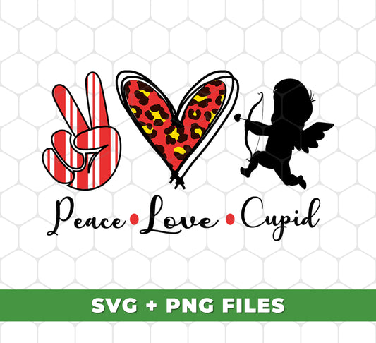 Peace Love Cupid, Leopard Heart, Cupid Lover, Digital Files, Png Sublimation