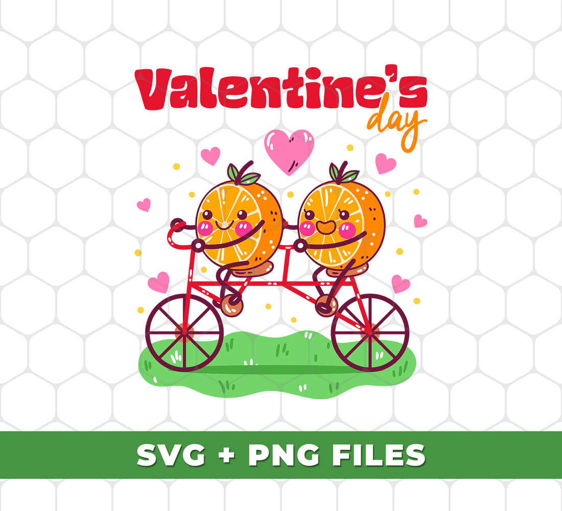 Celebrate Valentine's Day with this adorable Orange Couple riding a bike design! Perfect for crafting and DIY projects, these digital files come in PNG format for easy sublimation. Spread some love with this fun and unique design.