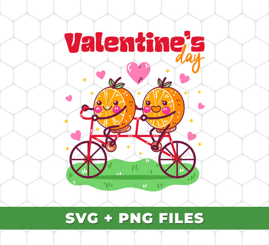 Valentine's Day, Orange Couple, Orange Ride A Bike, Digital Files, Png Sublimation