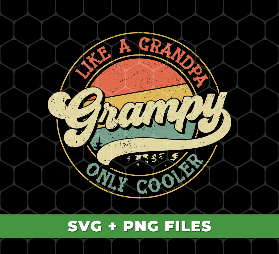 "Experience the ultimate coolness with our Like A Grandpa, Only Cooler Retro Grampy Digital Files! Stand out from the crowd with the unique Grampy design and show off your style with ease. Our high-quality Png Sublimation ensures a crisp and clear image. Get yours today and bring back the classic vibes with a modern twist!"