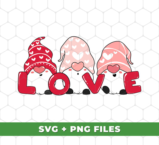 Cute Gnome, Set Of 3 Gnome, Love Gnome, My Love, Digital Files, Png Sublimation
