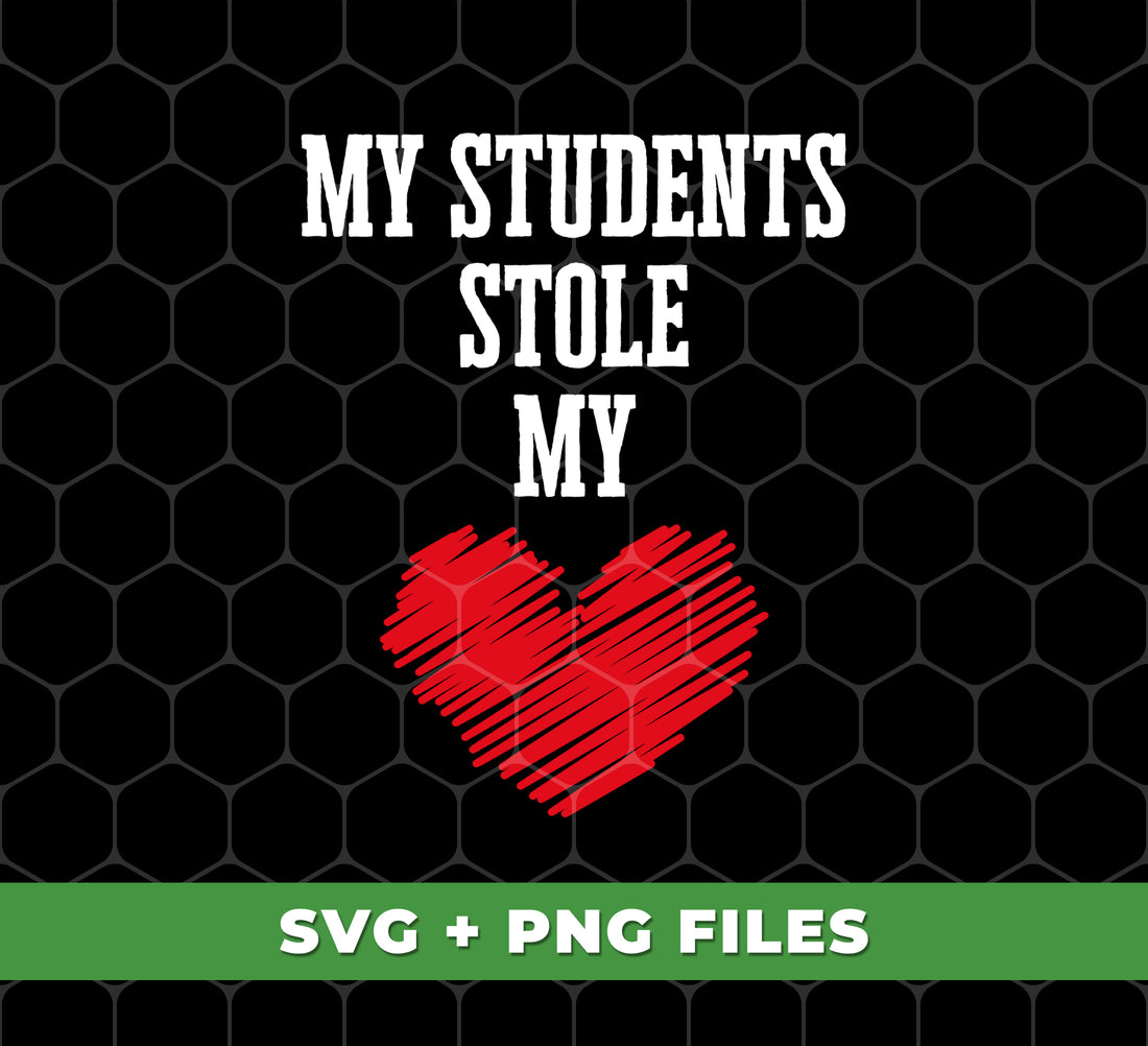 Celebrate the love shared between teacher and students with the My Students Stole My Heart digital gift set. Perfect for Valentine's Day or as a thoughtful gesture, these PNG sublimation files make for a heartfelt gift that will last a lifetime. Show your appreciation with this unique and meaningful teacher gift.