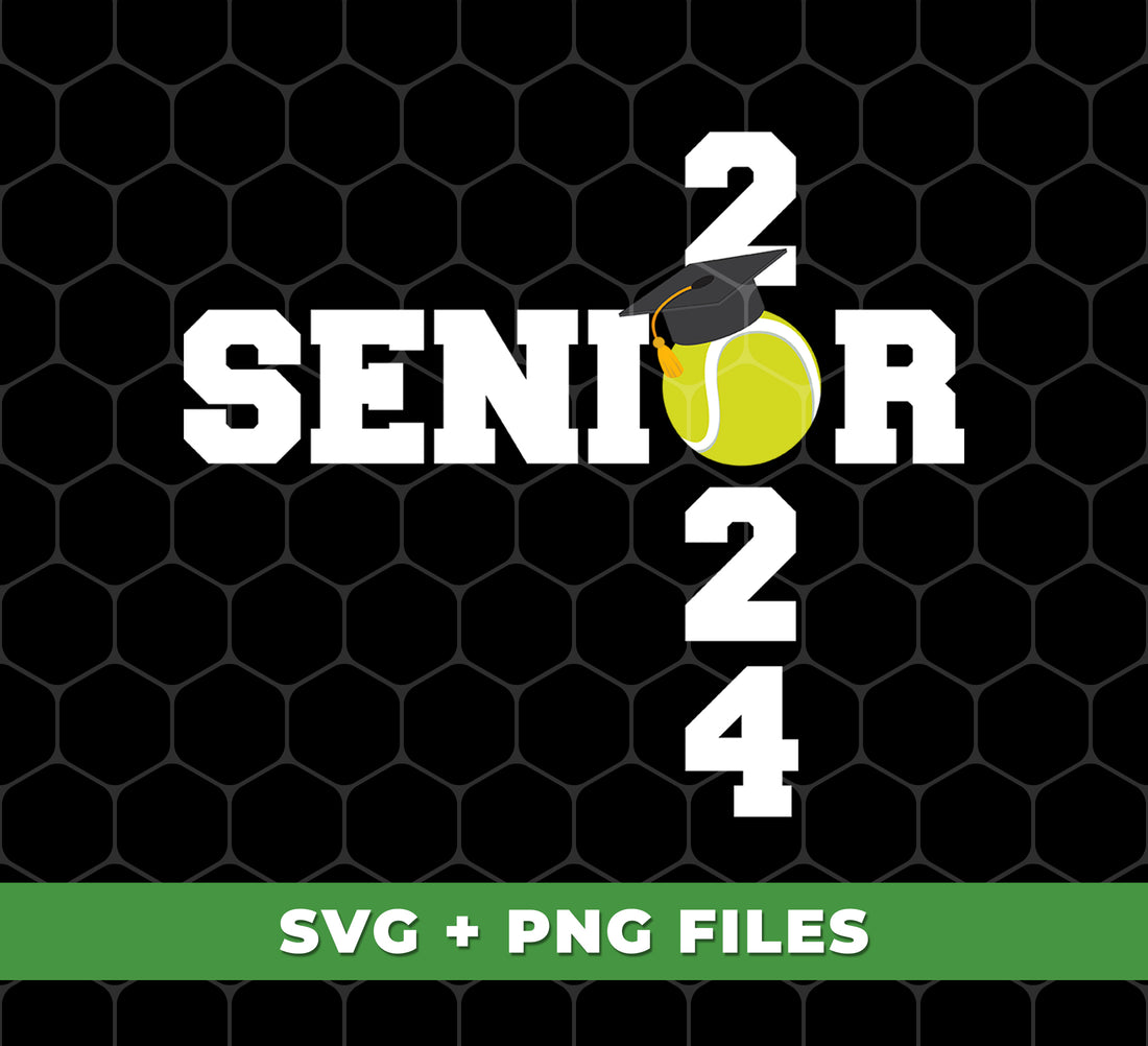 "Get ready to ace your game with Senior 2024 Tennis Class. Perfect for those who love tennis, this digital file set includes Png sublimation designs. Up your game and show your love for tennis with Senior Tennis 2024."