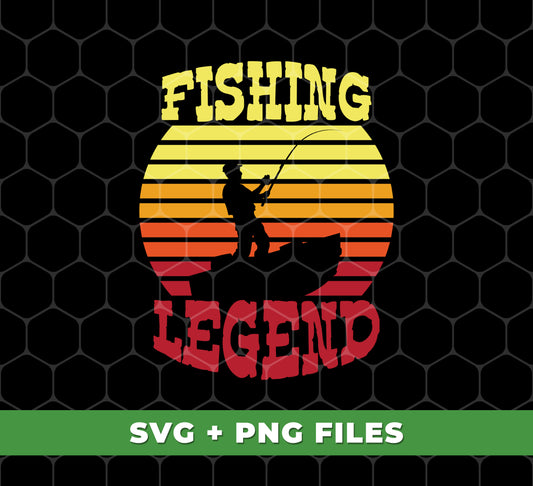 Fishing Legend, Retro Fishing, Fishingman Silhouette, Digital Files, Png Sublimation