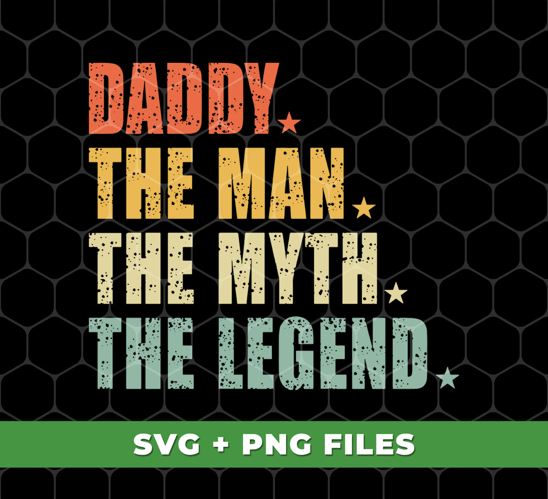 Celebrate the epic father figure in your life with this Retro The Legend design. Daddy, The Man, The Myth, The Legend, Retro The Legend, Digital Files, Png Sublimation, all in one package for a timeless tribute. Perfect for Father's Day or any occasion to honor the man who shaped your world.