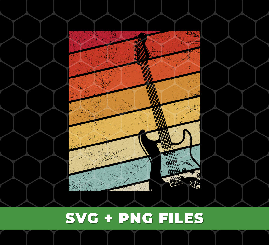 Expertly crafted for guitar enthusiasts, these digital files of a retro guitar and guitar silhouette are perfect for adding to your sublimation designs. Share your love for music with this unique collection, made for guitarists and lovers of all things retro.