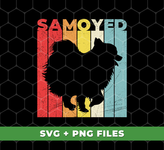 This digital file bundle features a Samoyed lover's dream - a retro Samoyed silhouette with high-quality PNG sublimation. Perfect for any Samoyed enthusiast looking to add a touch of nostalgia to their projects.