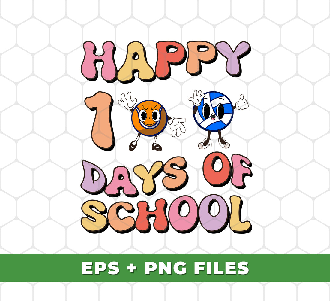 Enhance your child's learning with Happy 100 Days Of School, Groovy School, Love Ball digital files. Featuring colorful designs and PNG sublimation, these files will make learning enjoyable for your child. Celebrate their progress with this unique tool.