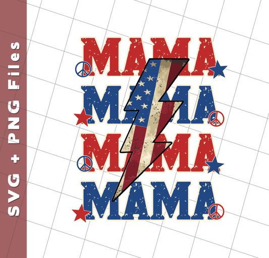 Mama American, Flash American, Peace And Star American, Svg Files, Png Sublimation