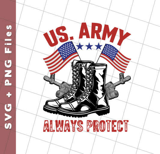 American Army Always Protect, American Cowboy, Svg Files, Png Sublimation