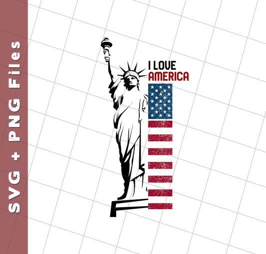 I Love America, Statue of Liberty, American Liberty, Svg Files, Png Sublimation