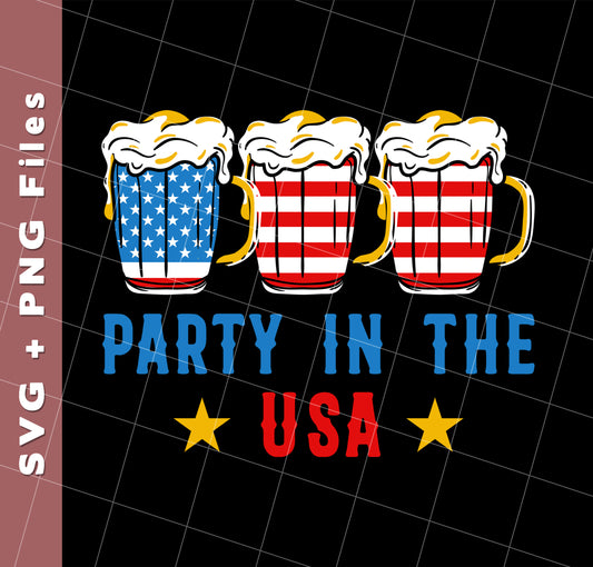 Party In The USA, American Party, American Beer, Svg Files, Png Sublimation