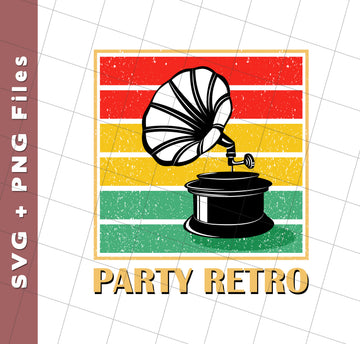 Retro Grammophone, Party Retro, Retro Music, Svg Files, Png Sublimation