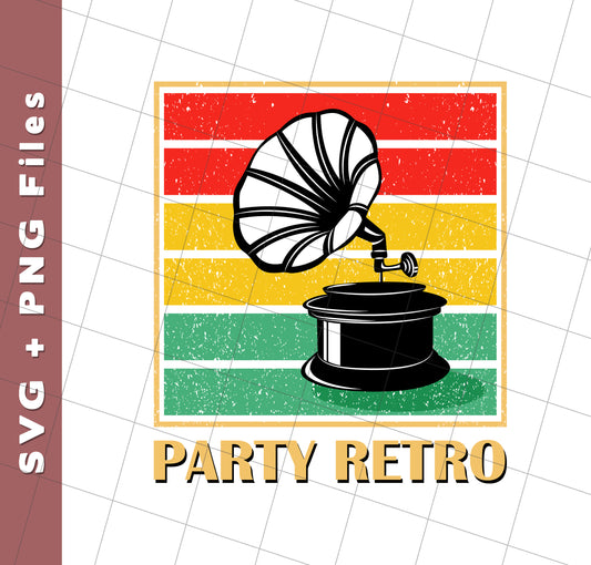 Retro Grammophone, Party Retro, Retro Music, Svg Files, Png Sublimation