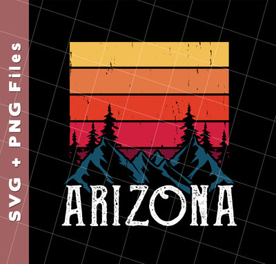 Retro Arizona, Arizona Mountain, National Park, Svg Files, Png Sublimation