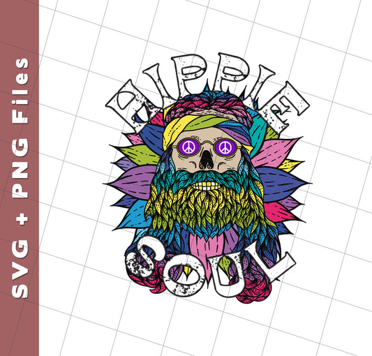 Hippie Soul, Cool Soul, Cool Skull, Hippie Style, Svg Files, Png Sublimation