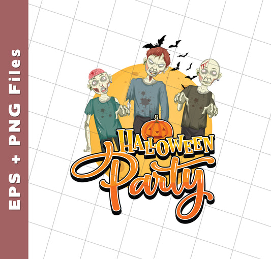 Halloween Party, Three Zombies, Zombie Boys, Trick Or Treat, Svg Files, Png Sublimation