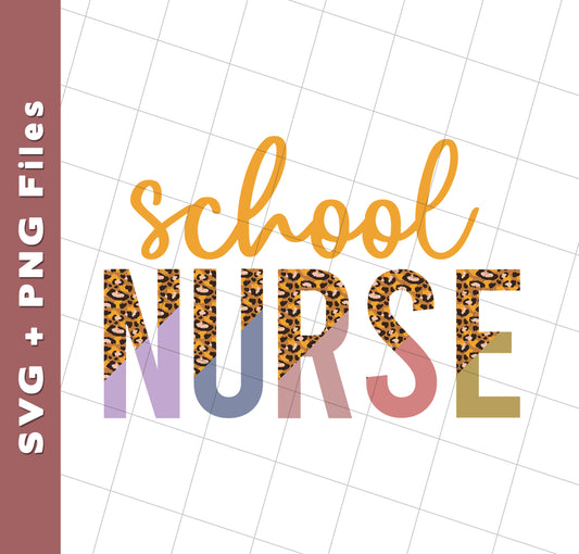 School Nurse, Leopard Nurse, Love Nurse, Leopard School, Svg Files, Png Sublimation