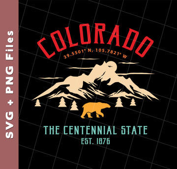 Colorado Park, The Centennial State, EST 1876, National Park, Svg Files, Png Sublimation