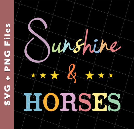 Sunshine And Horses, Groovy Hore, Retro Horse, Svg Files, Png Sublimation